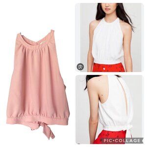 ARITZIA Wilfred Light Peach Patrice Halter Open Back Top Size M
